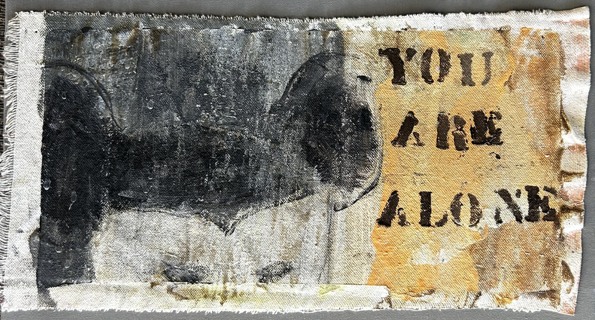You are alone / lienzo montado sobre tabla 35x17 cm / V. Mourelo