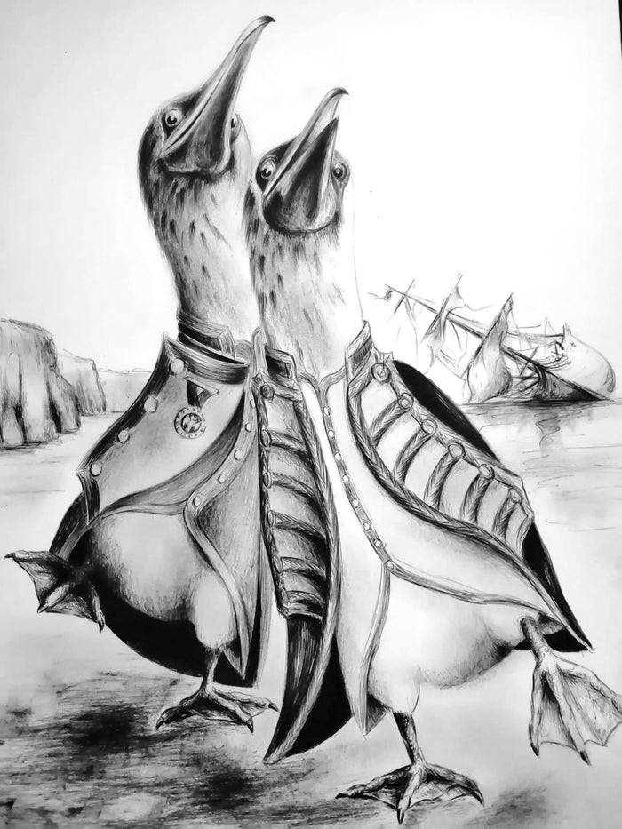 Pájaros Bobos (obra única) / 21x30 cm / Rodrigo Fuente