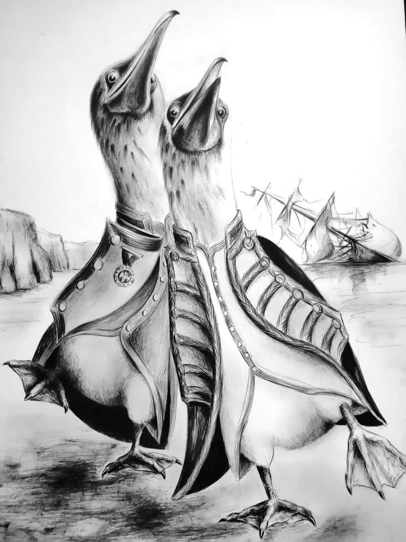 Pájaros Bobos (obra única) / 21x30 cm / Rodrigo Fuente