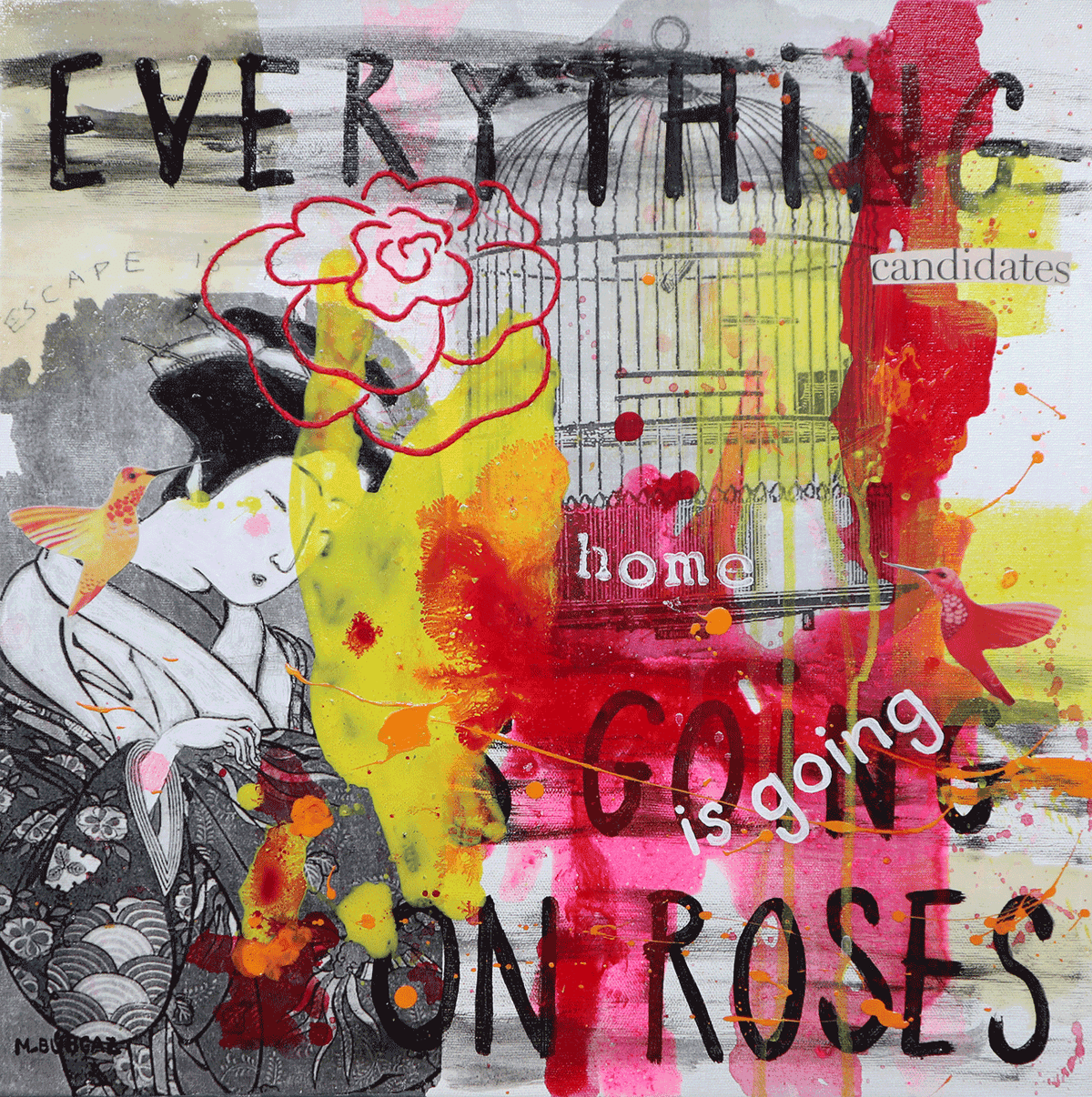 Everything is going on roses / Obra sobre lienzo 40 x 40 cm / María Burgaz